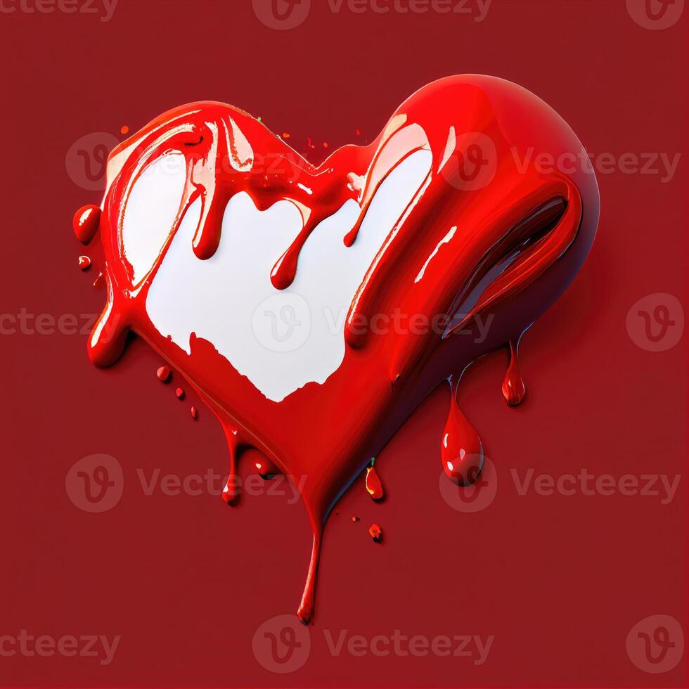 Red heart shape on red background. Valentines day and romance concept. Digital art illustration theme. photo