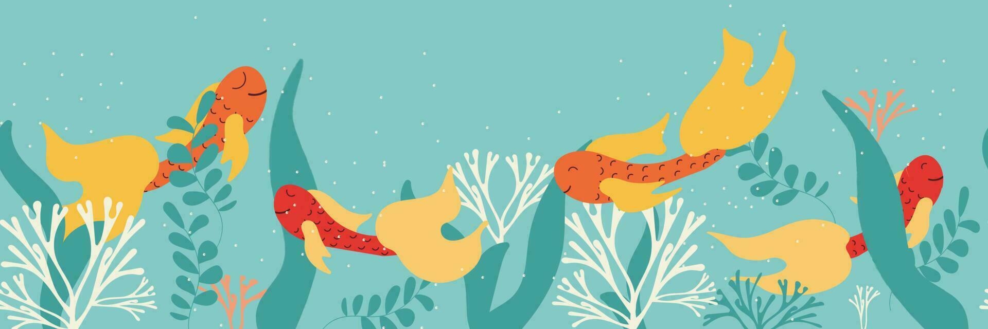 border with fishes vector