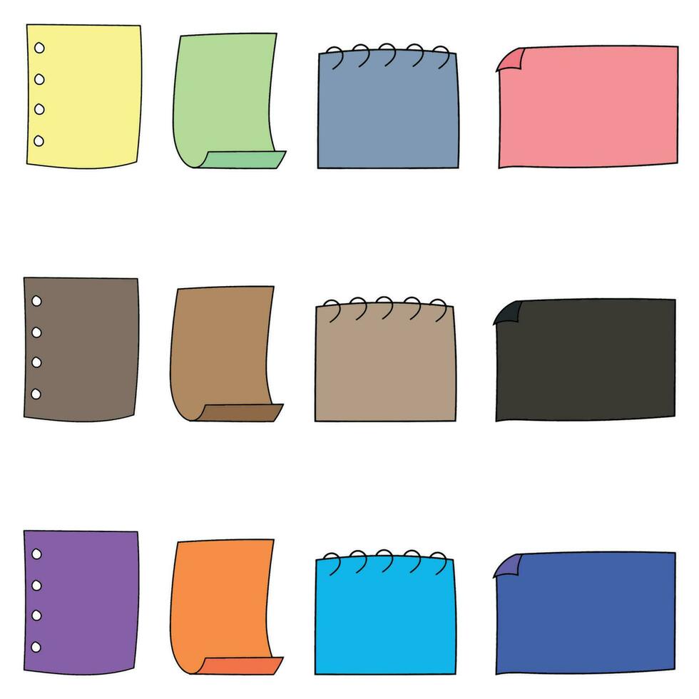 Sticky note , line paper, doodle,for design planner tracker to do list vector