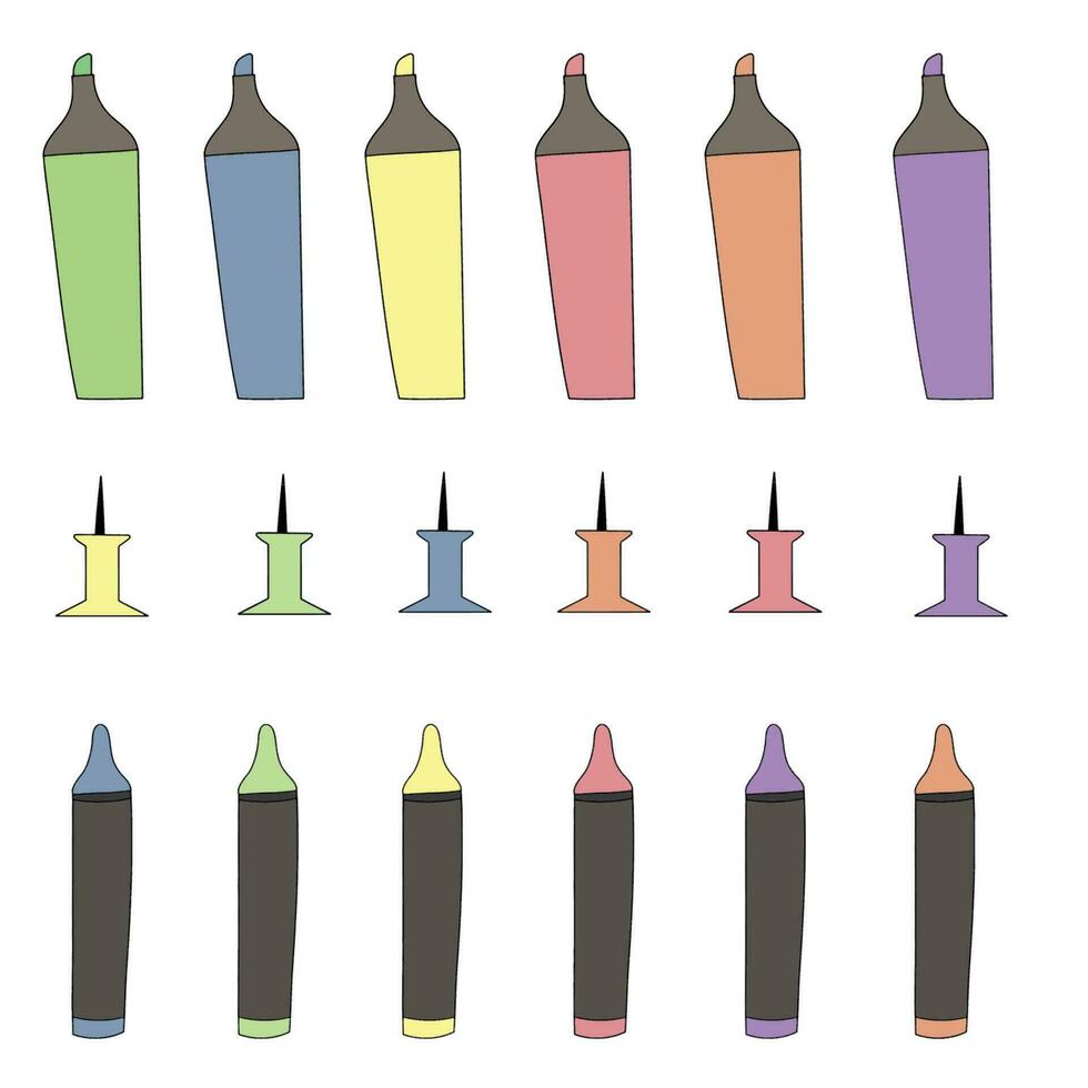 conjunto de decorativo patas y marcadores para cuaderno diseño planificador rastreador a hacer lista vector