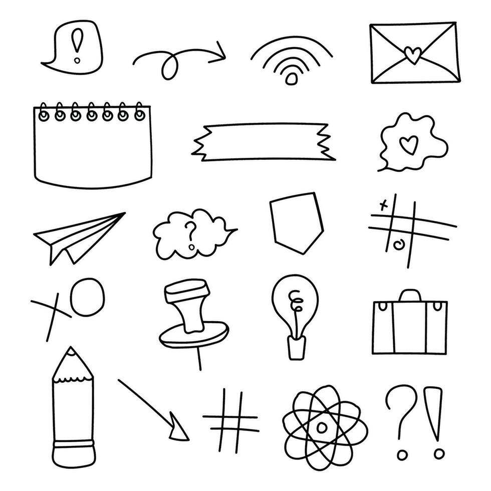 Doodle set of elements use as stickers or design vector