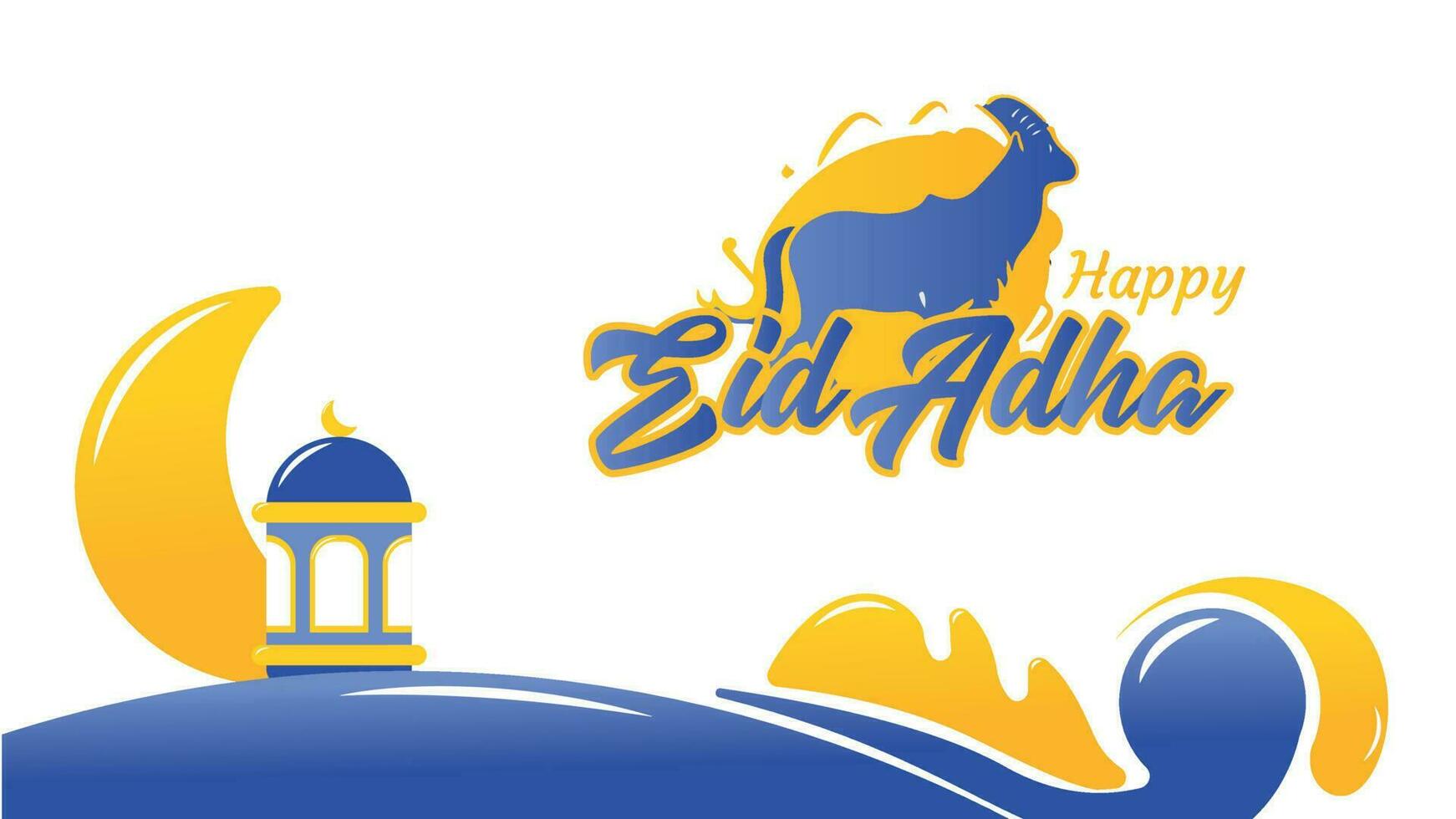 Islamic Blue and Yellow Background Eid Adha vector