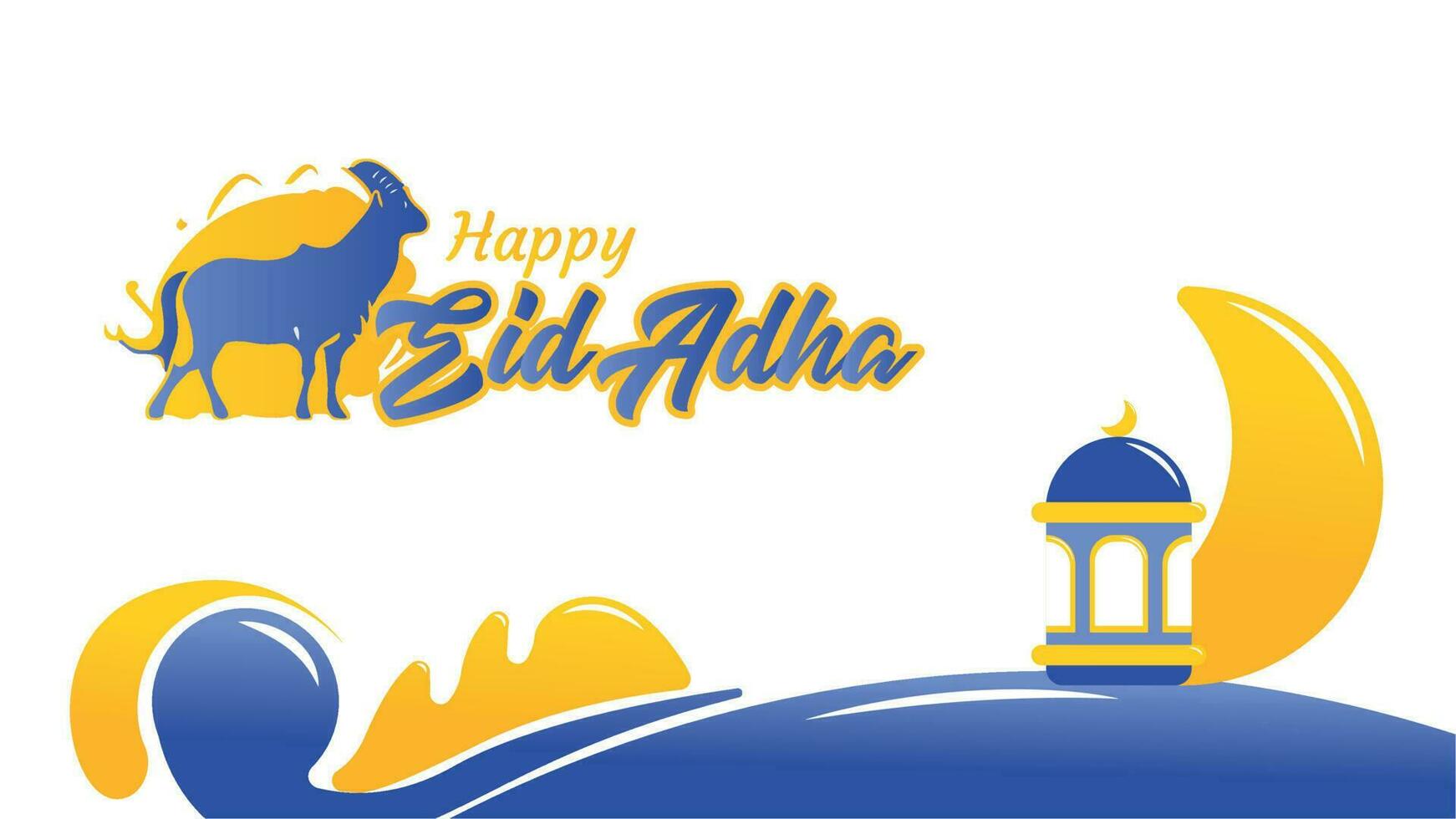 Islamic Blue and Yellow Background Eid Adha vector