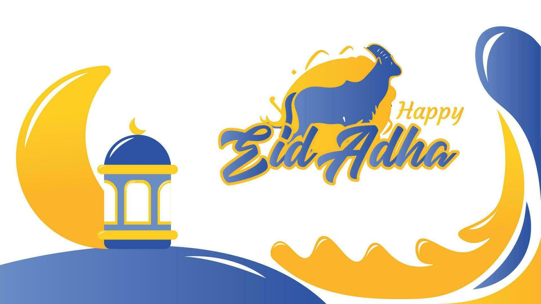 Islamic Blue and Yellow Background Eid Adha vector