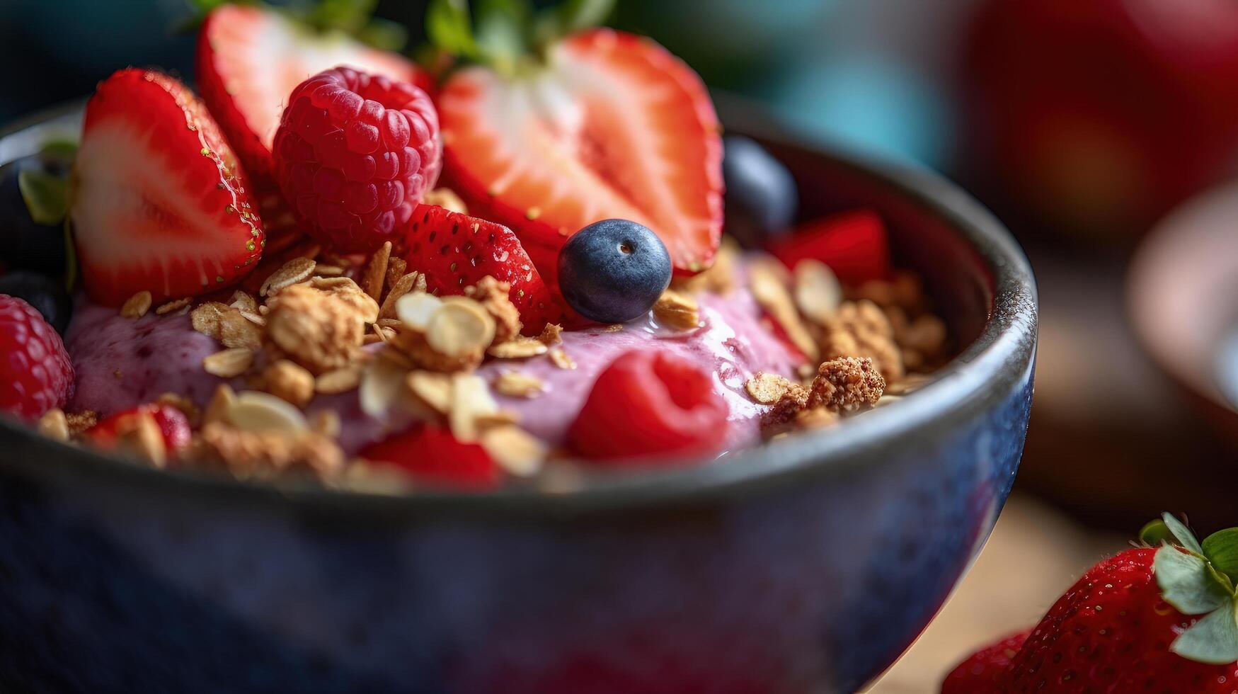 Smoothie bowl with berries. Illustration photo