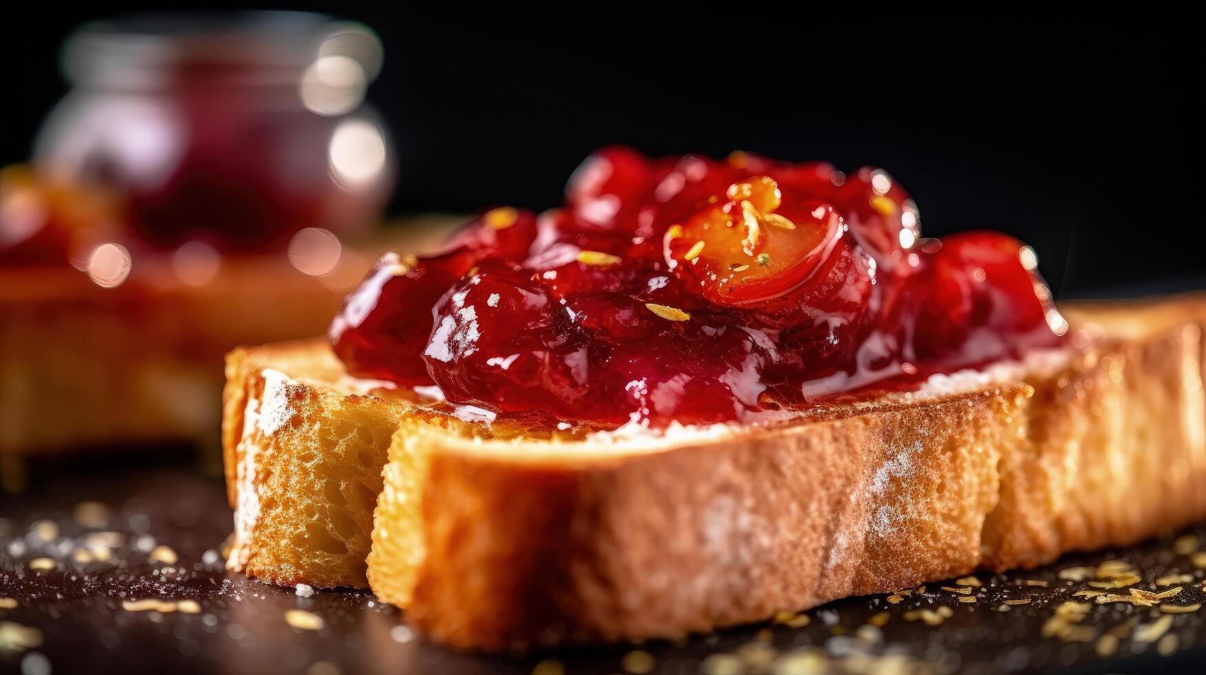 Toast with fresh plum jam Illustration photo