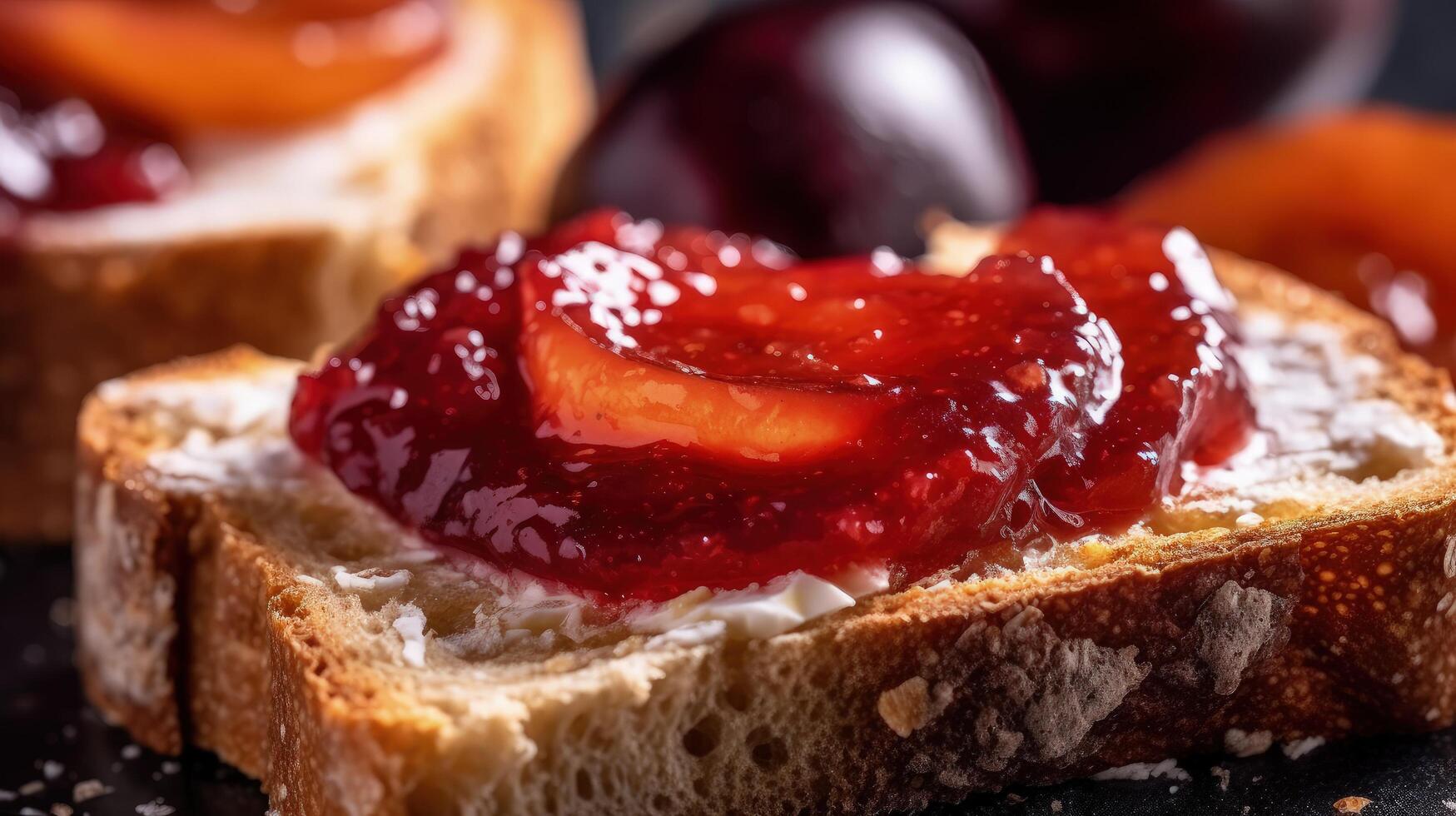 Toast with fresh plum jam Illustration photo