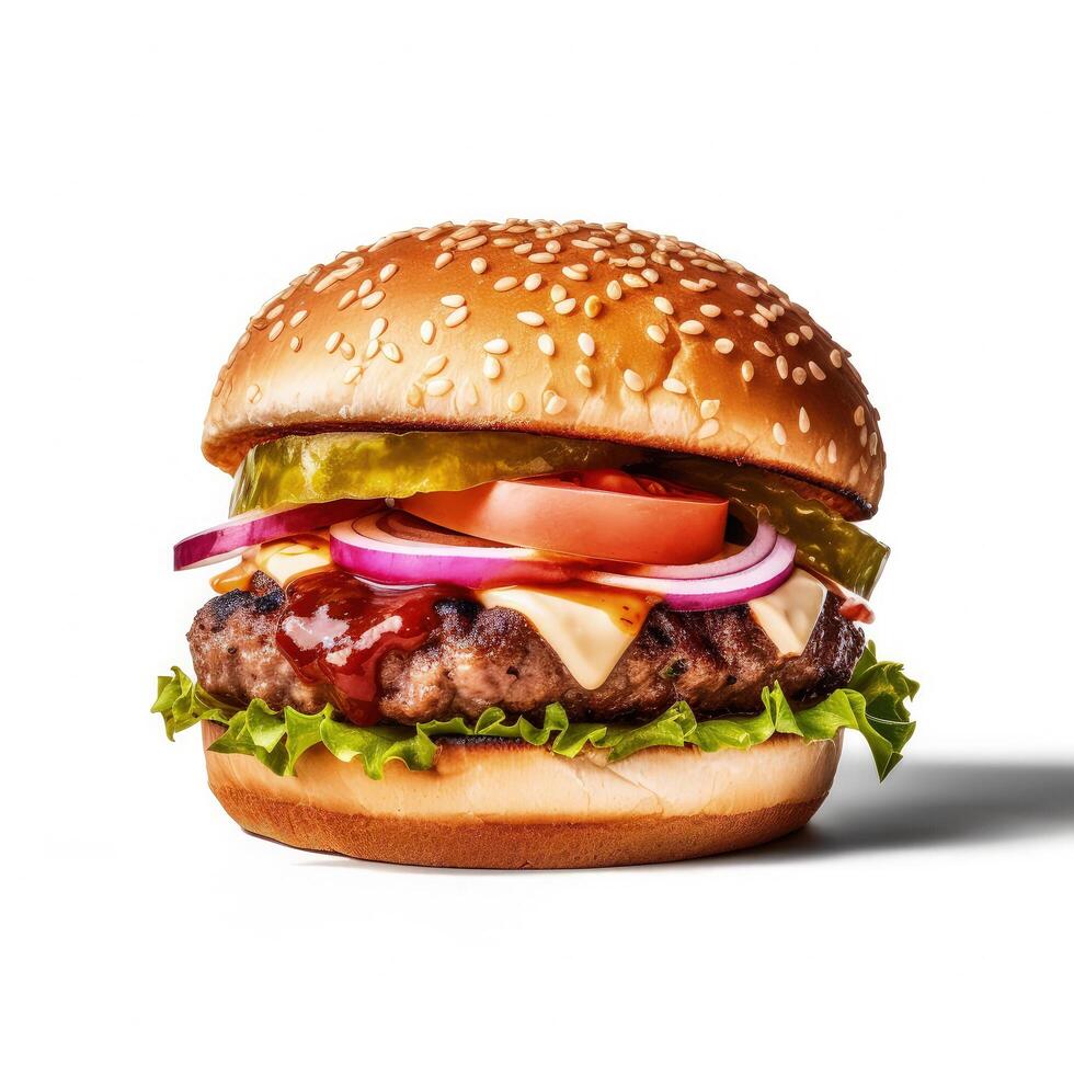 carne de vaca hamburguesa aislado. ilustración ai generativo foto