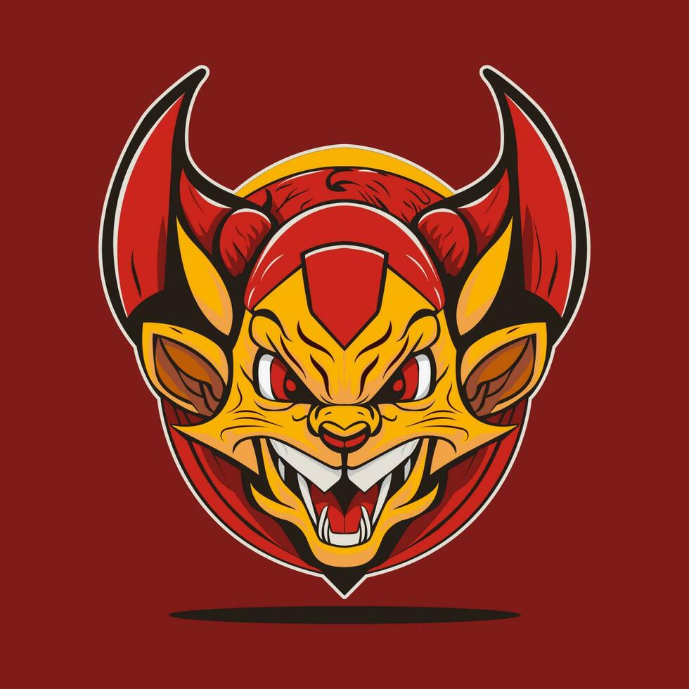 rata mascota demonios estilo vector rojo y amarillo