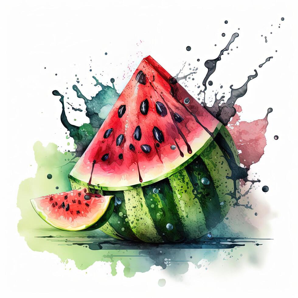 Watercolor watermelon. Illustration photo