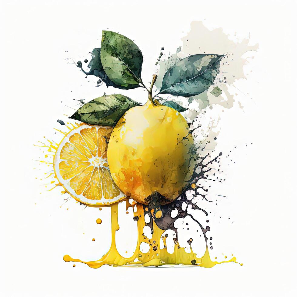 Watercolor lemon. Illustration photo