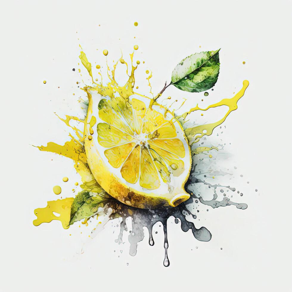 Watercolor lemon. Illustration photo