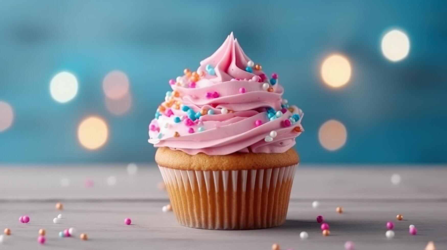 Delicious birthday cupcake Illustration photo