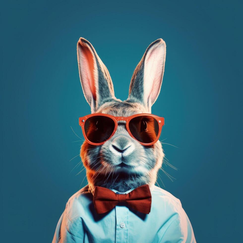 Cool rabbit in sunglasses. Illustration photo