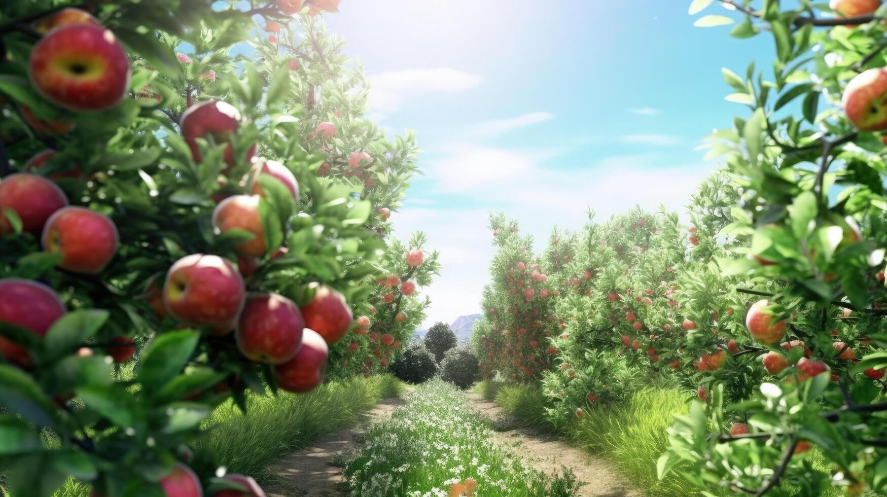 Summer apple garden. Illustration photo