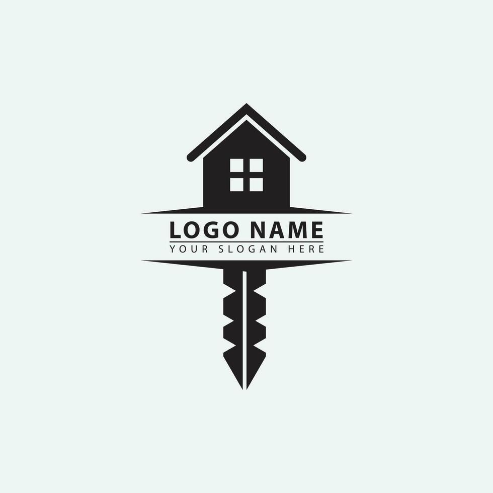 elegant home key logo icon. vector