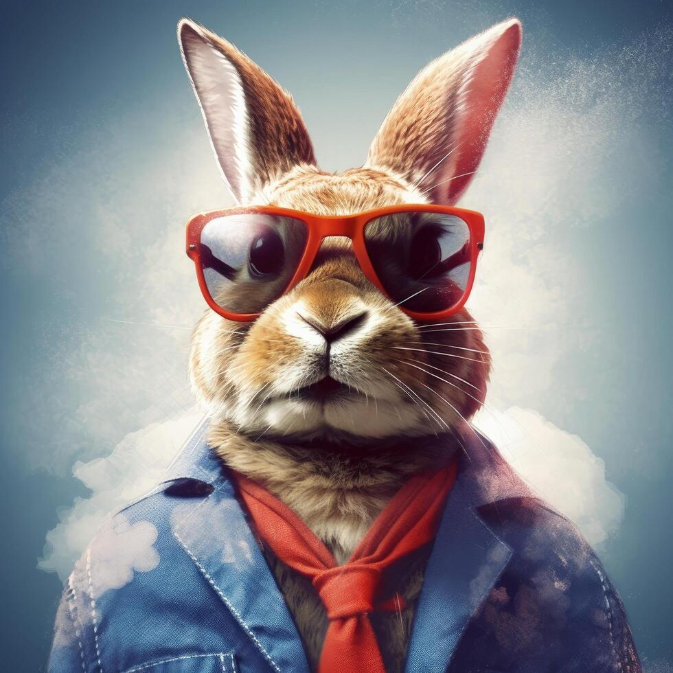 Cool rabbit in sunglasses. Illustration photo