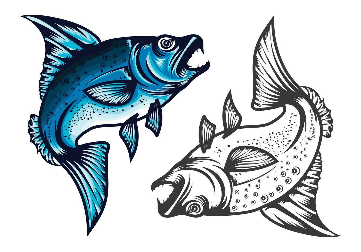 Salmon colorfull and black jumping fish vector design.