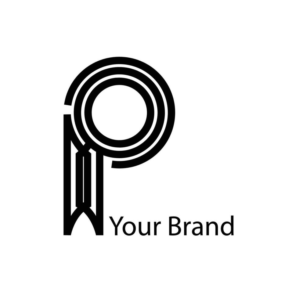letter p logo vector in black color