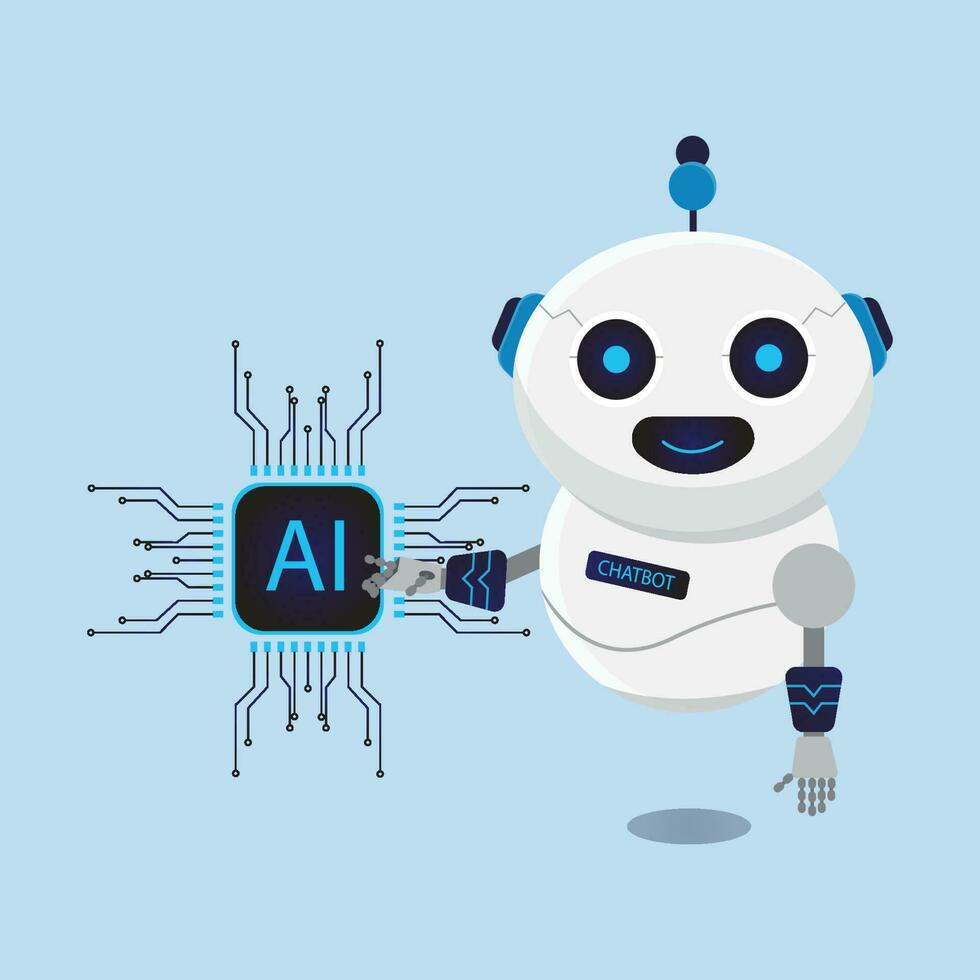 vector robot with AI logo inscription