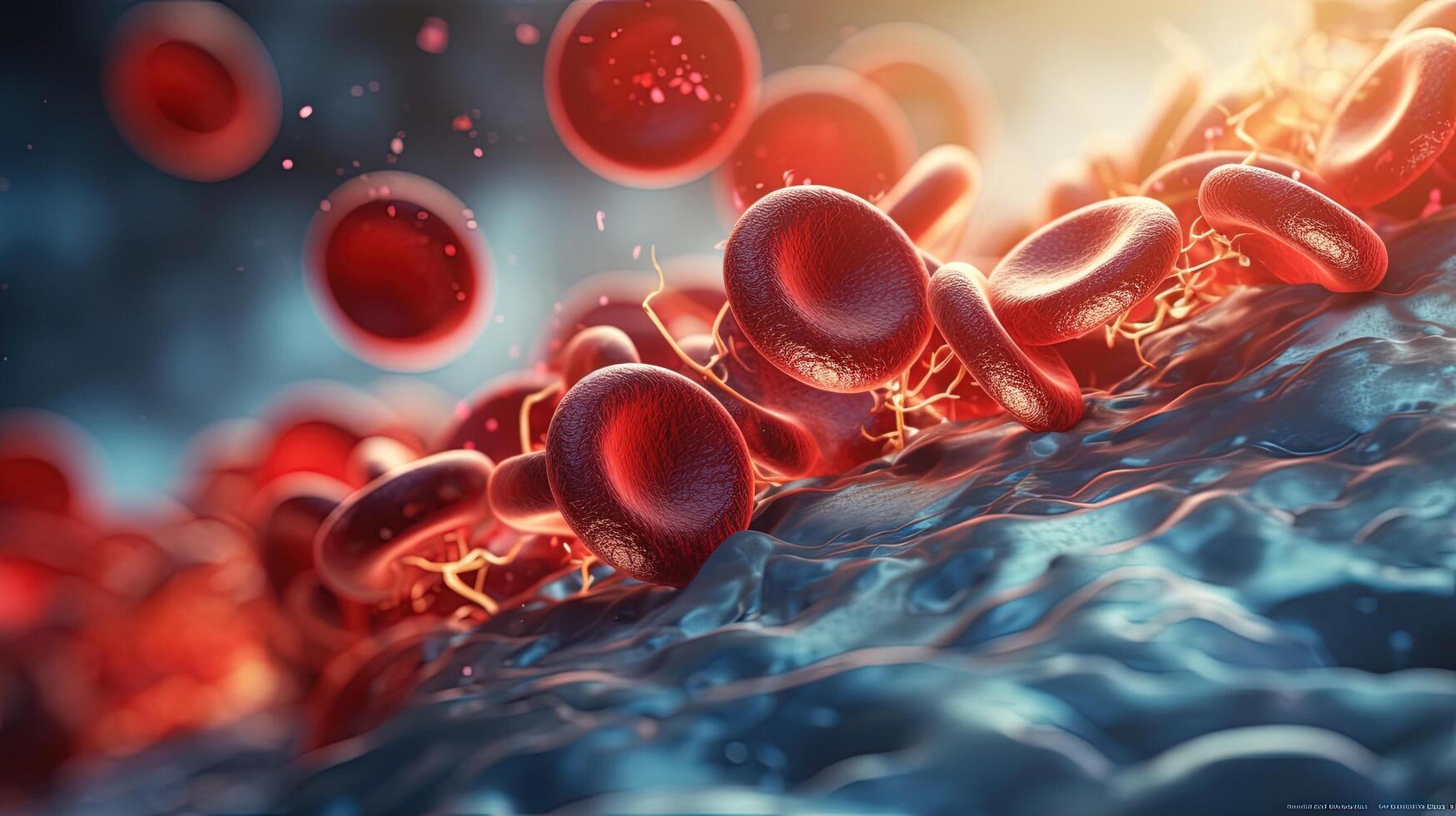 Blood Clot or thrombus blocking the red blood cells stream within an artery. Illustration photo