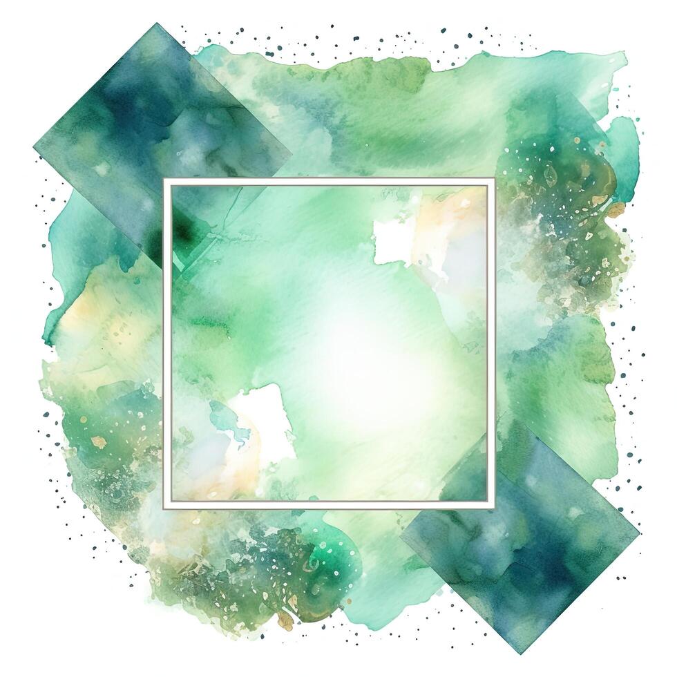 Green watercolor frame. Illustration photo