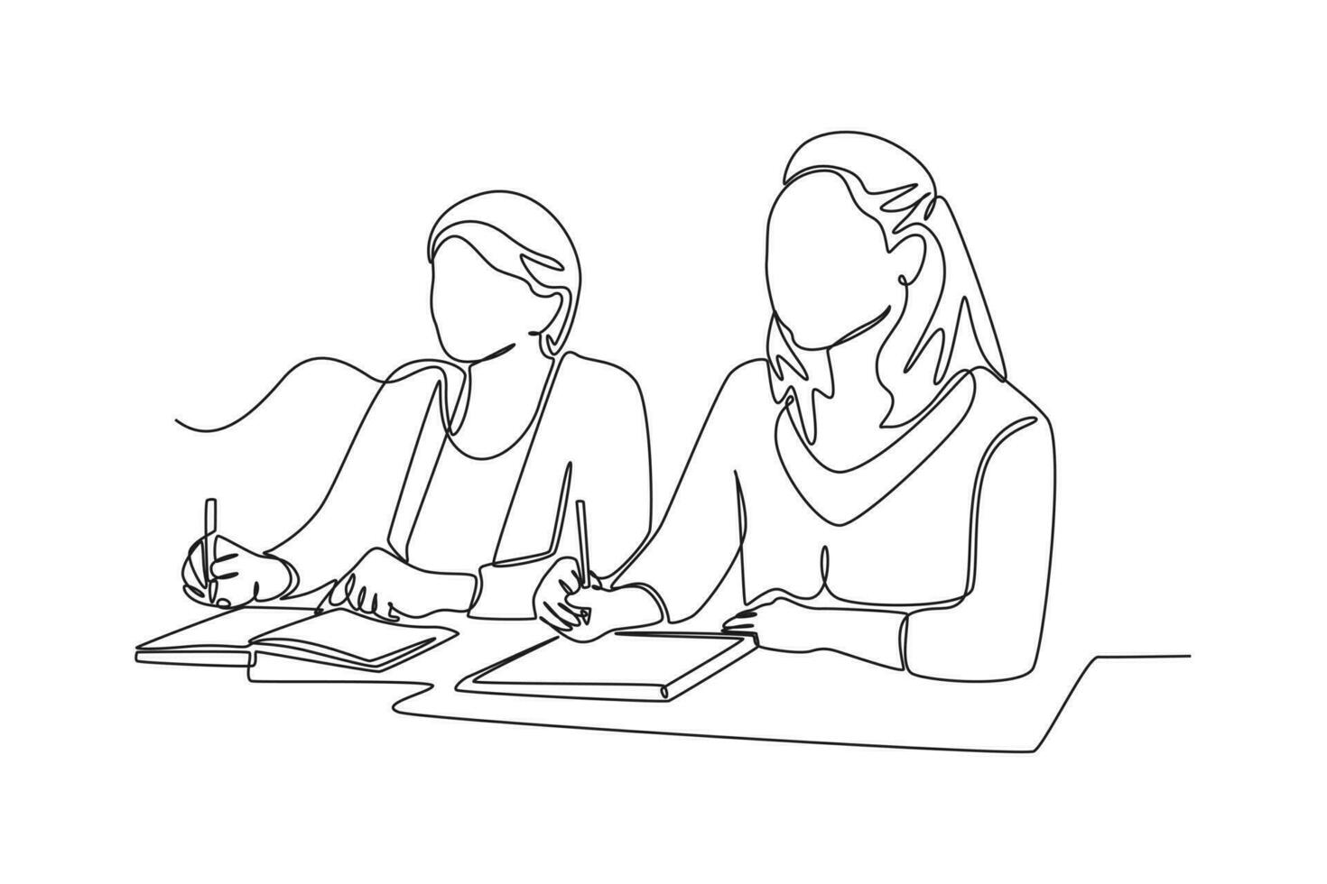 Single one line drawing focus on learning in class. Class it up concept. Continuous line draw design graphic vector illustration.