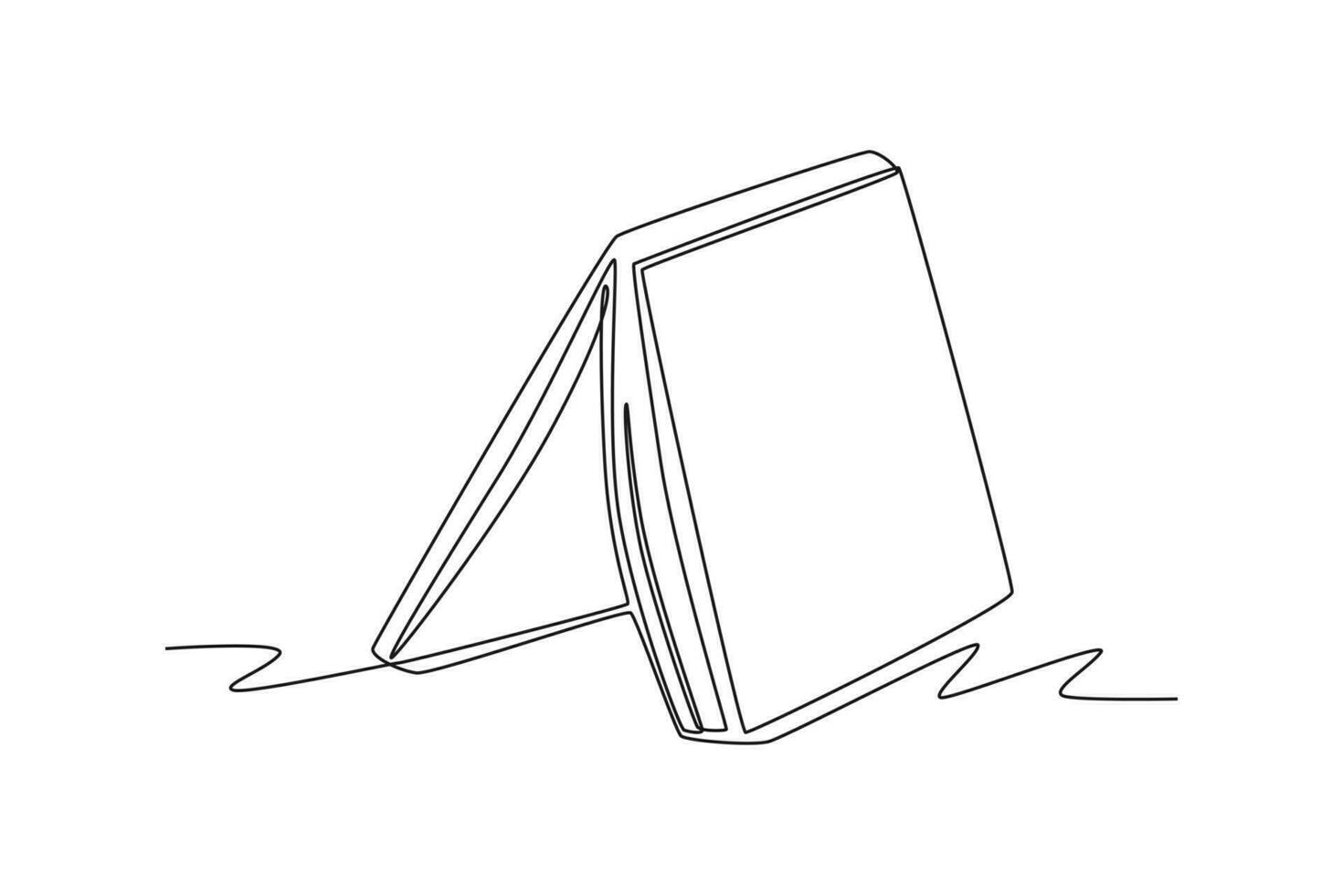 Continuous one line drawing half open books form a tent. Book lovers concept. Single line draw design vector graphic illustration.