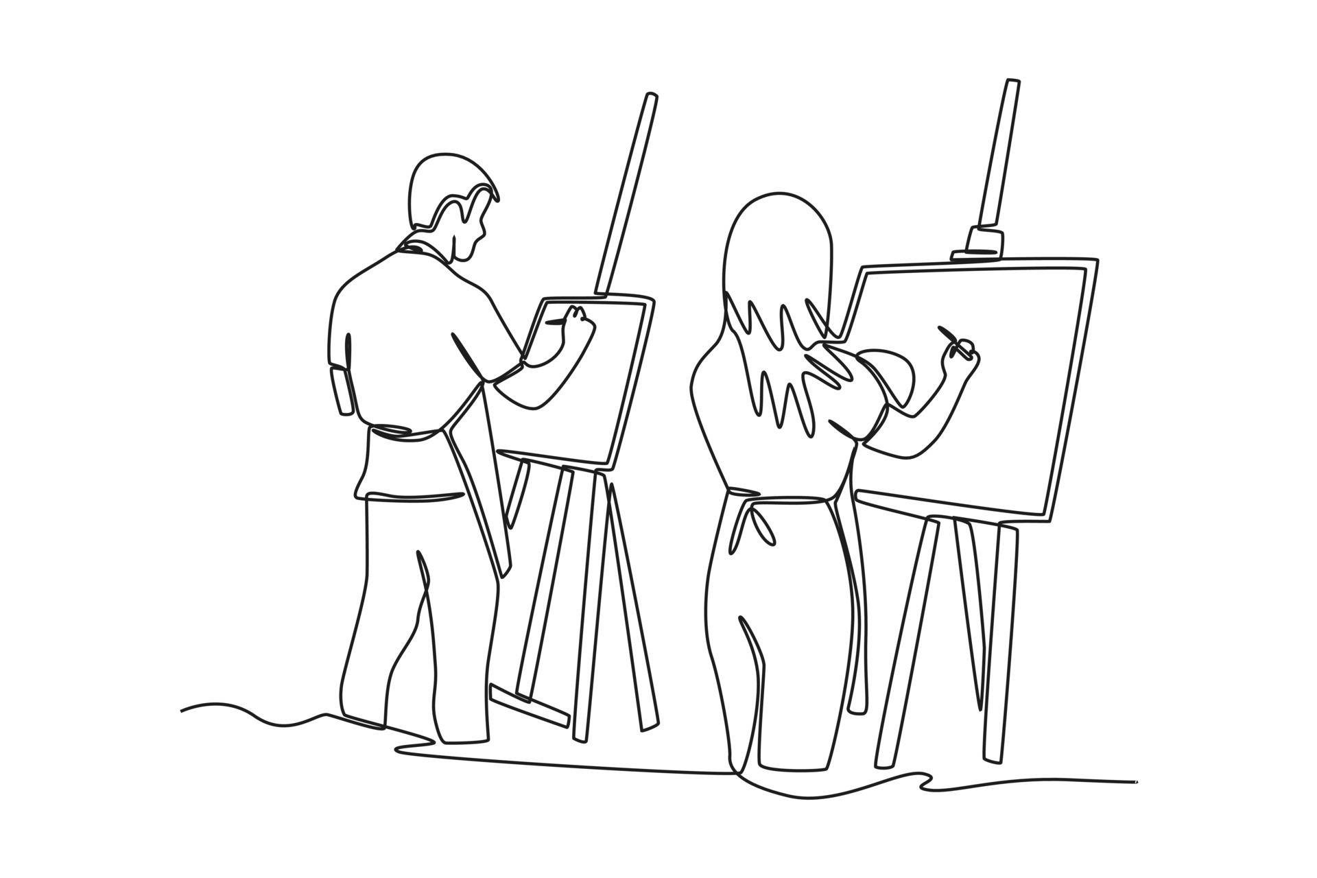 Single one line drawing happy people study together in painting class. Class it up concept. Continuous line draw design graphic vector illustration. 23902572 Vector Art at Vecteezy Single one line drawing happy people study together in painting class. Class it up concept. Continuous line draw design graphic vector illustration. 23902572 Vector Art at Vecteezy