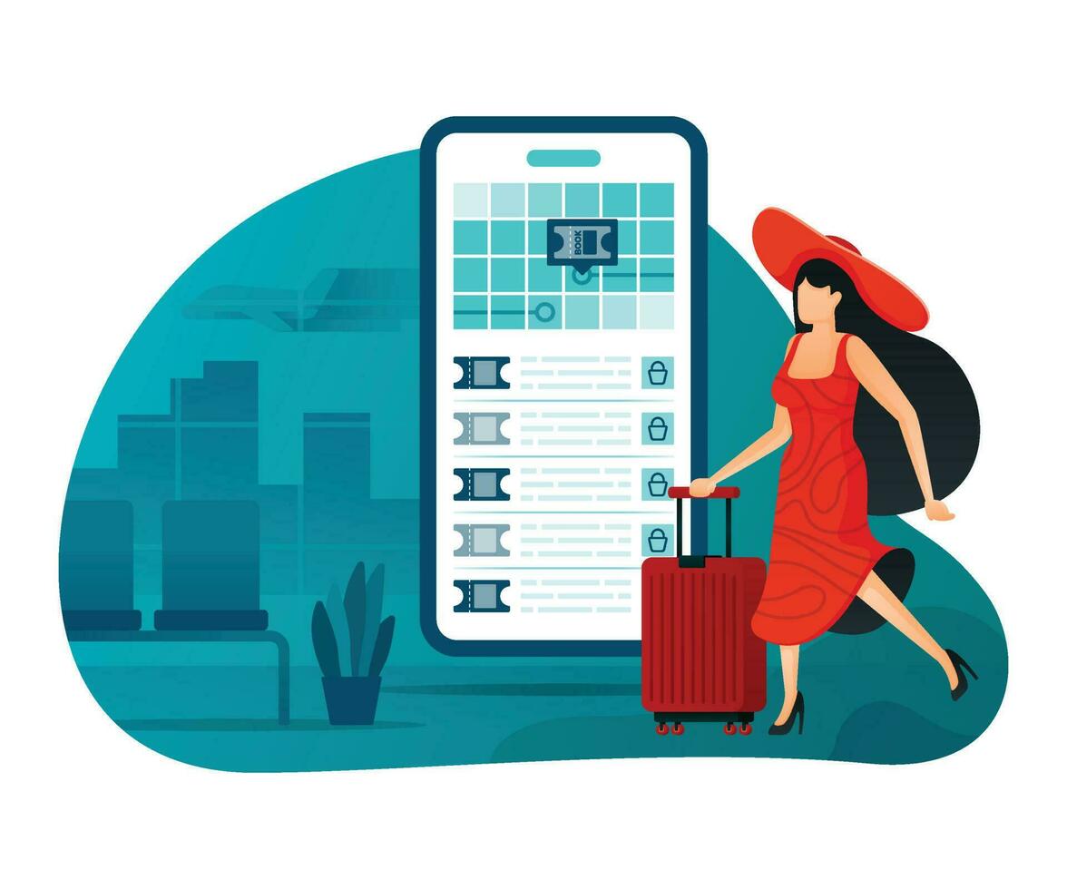 illustration for Airline ticket purchase apps for website, web, poster vector