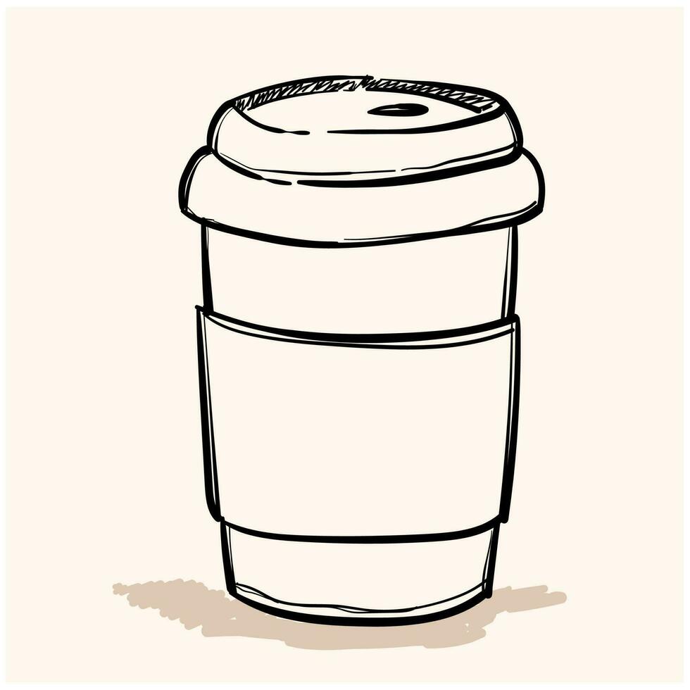 doodle icon. take a coffee cup. vector illustration