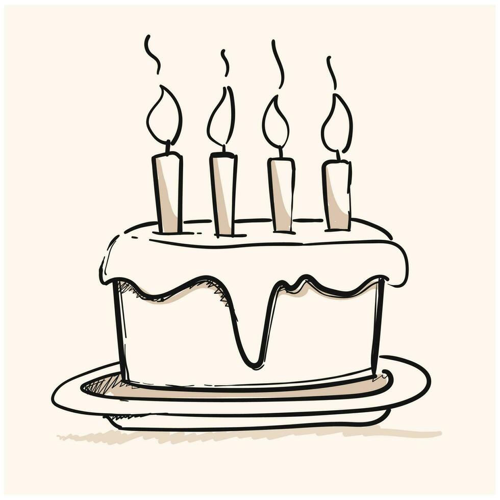 child's drawing of a birthday cake vector