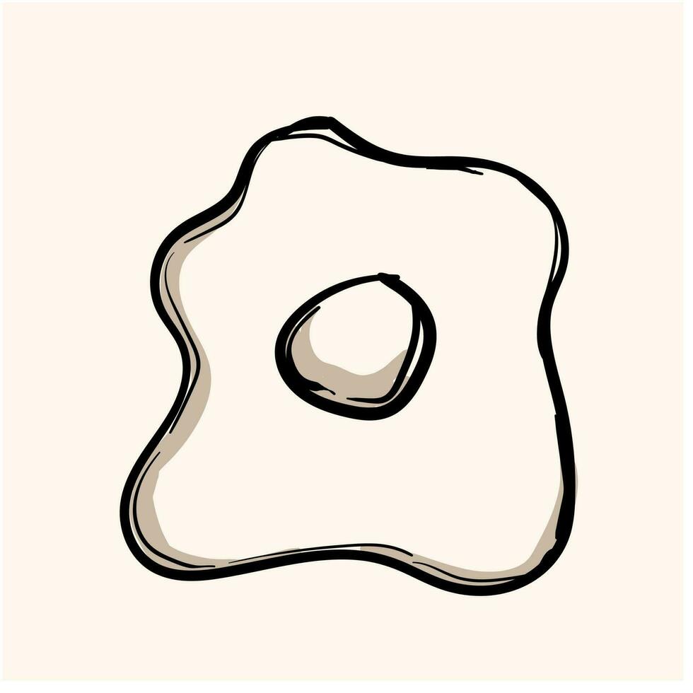 fried egg doodle icon with background cream vector