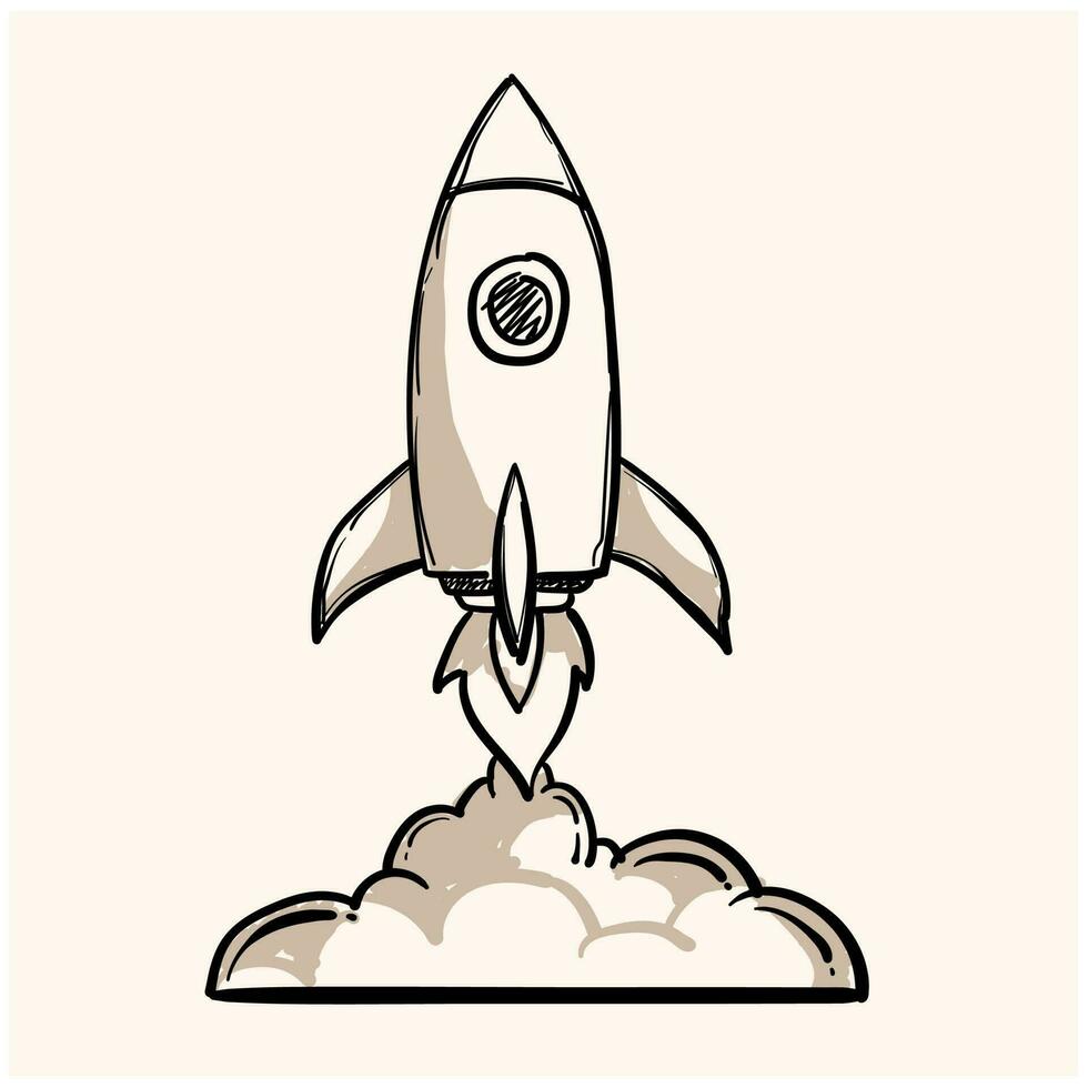 garabatear icono. cohete. vector ilustración