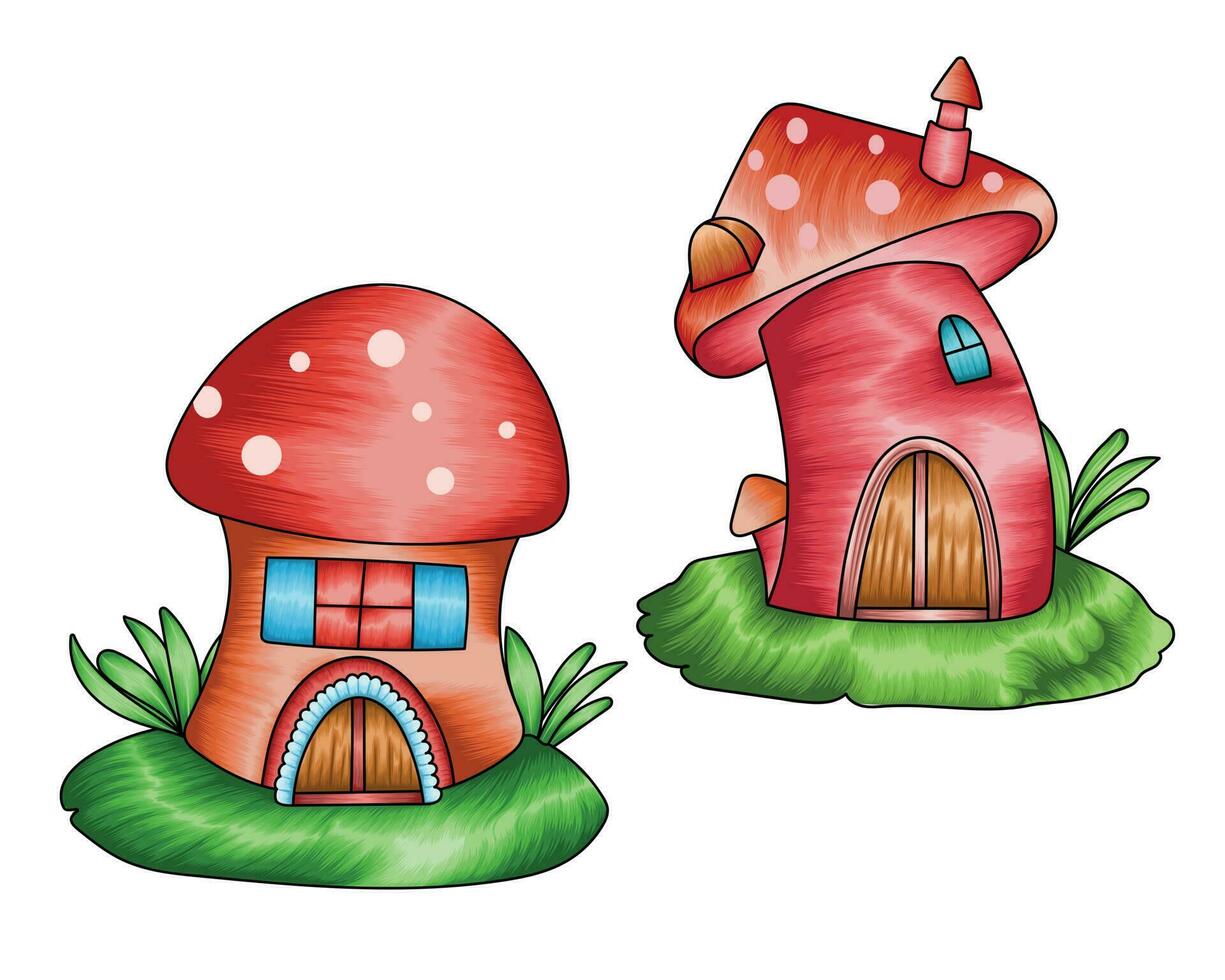 Fantasy Mushroom house vector illustration