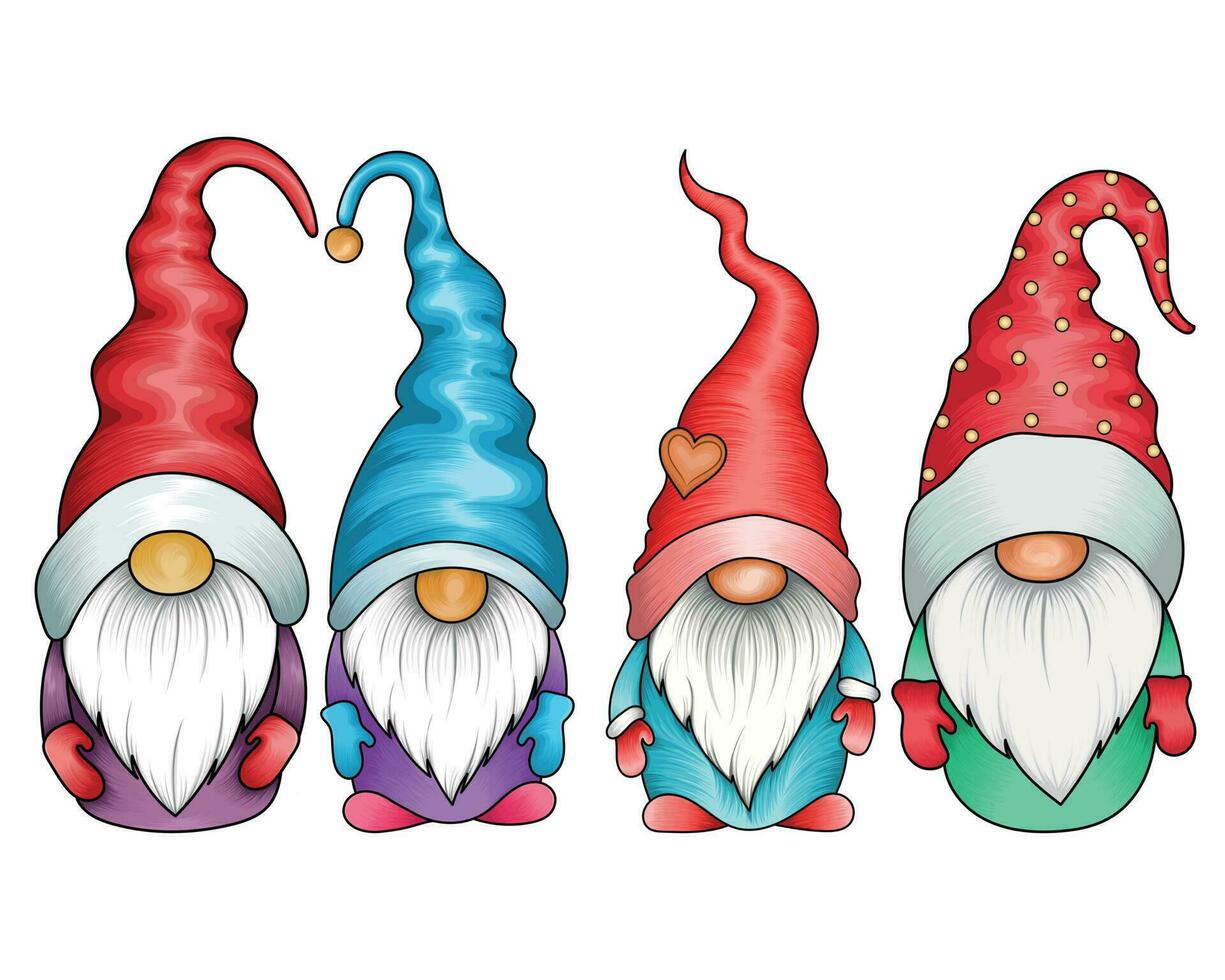 Hand drawn Christmas gnome clipart vector