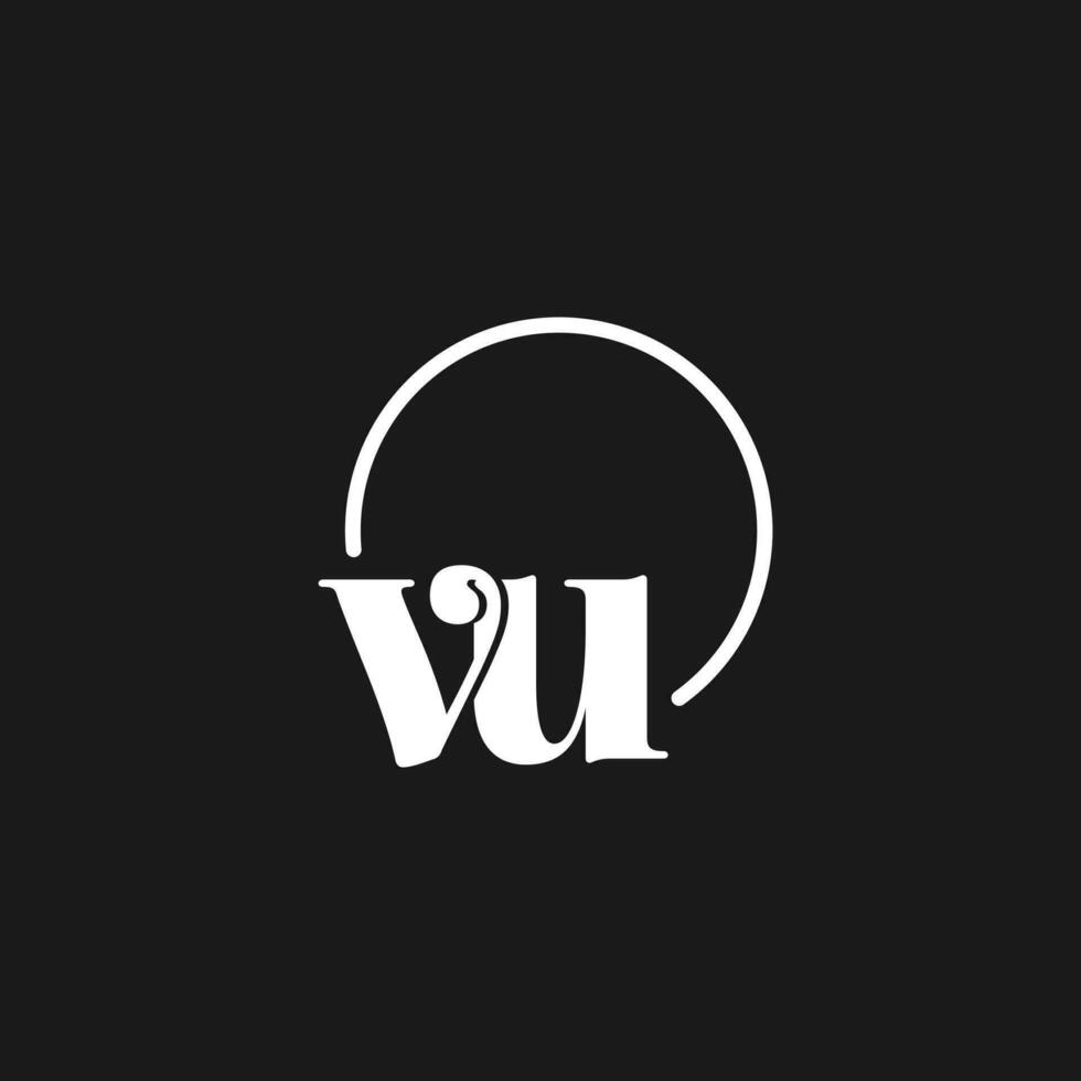 VU logo initials monogram with circular lines, minimalist and clean logo design, simple but classy style vector