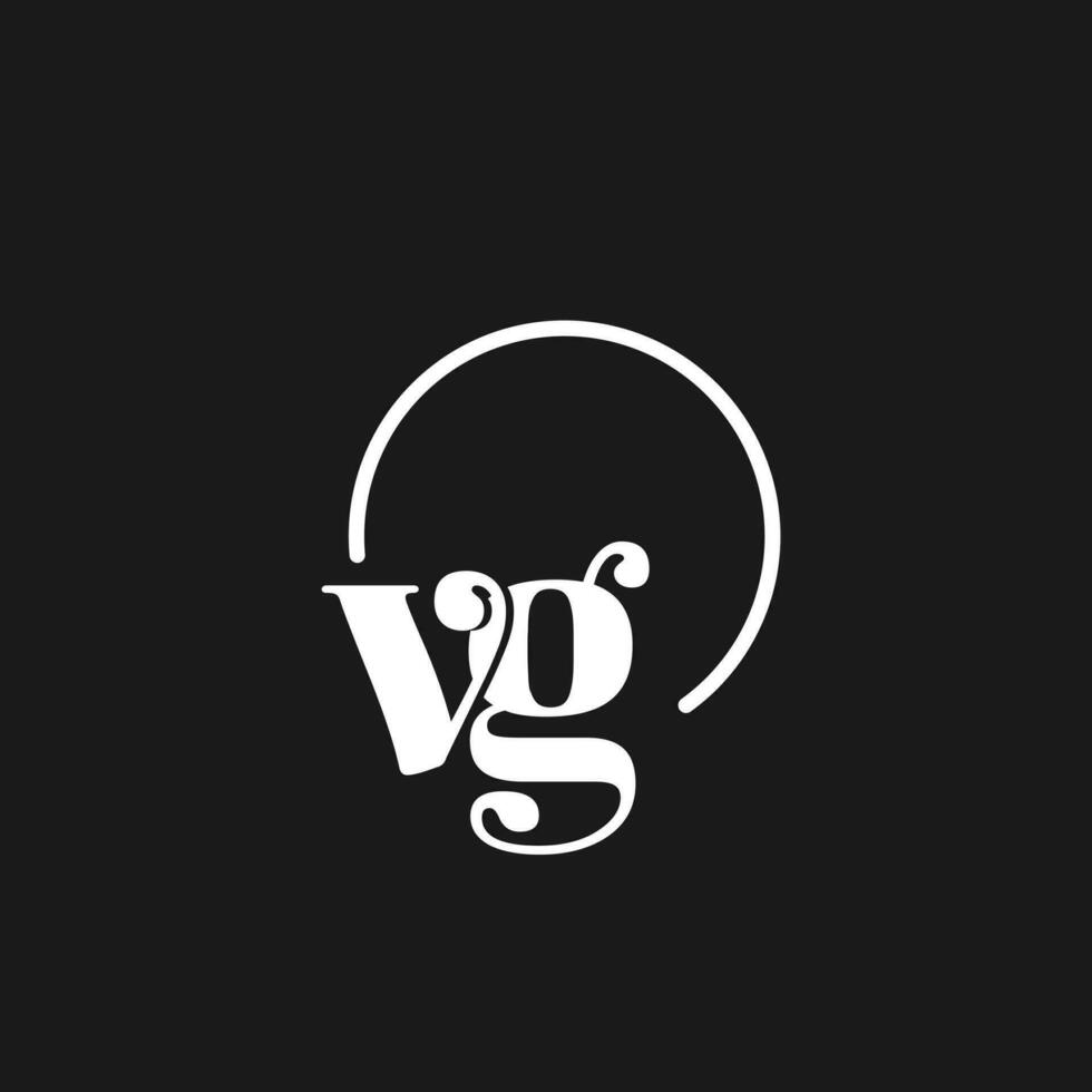 VG logo initials monogram with circular lines, minimalist and clean logo design, simple but classy style vector