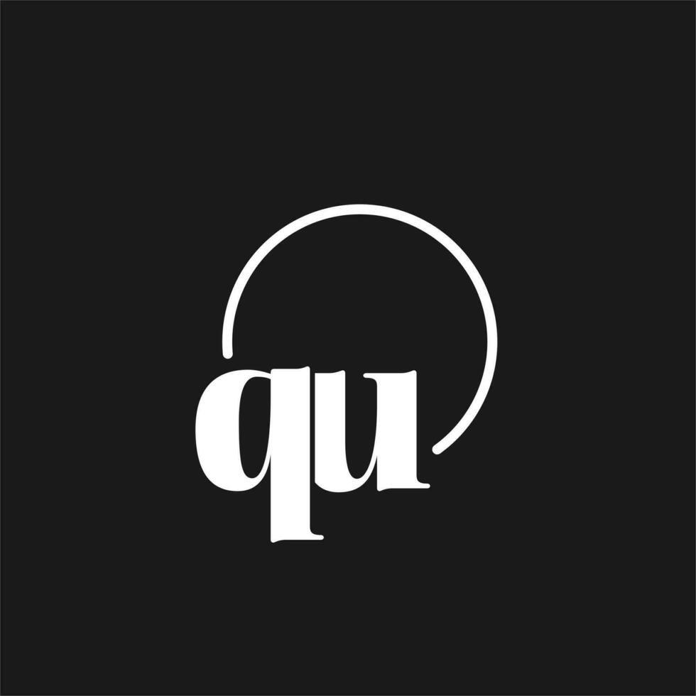 QU logo initials monogram with circular lines, minimalist and clean logo design, simple but classy style vector