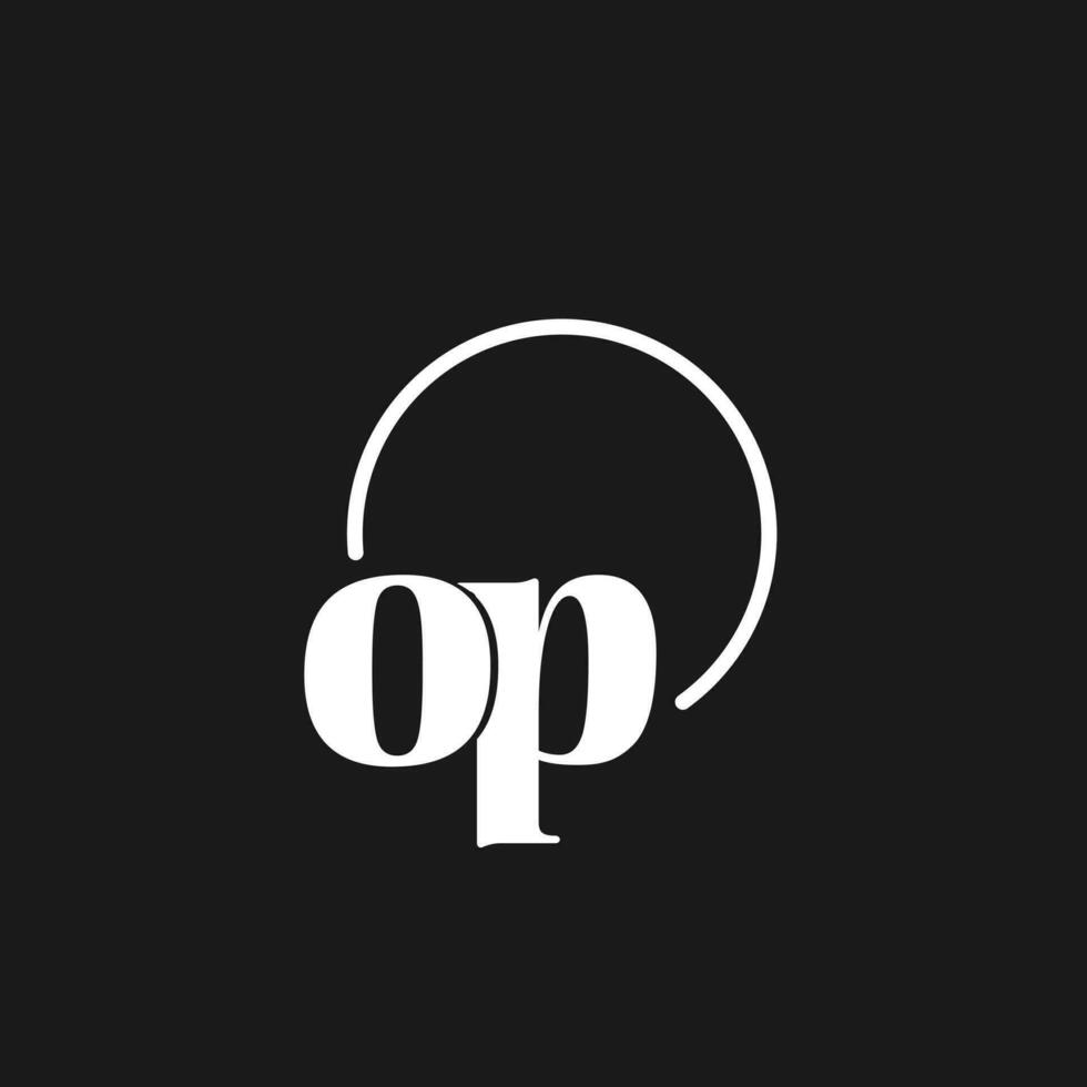 OP logo initials monogram with circular lines, minimalist and clean logo design, simple but classy style vector