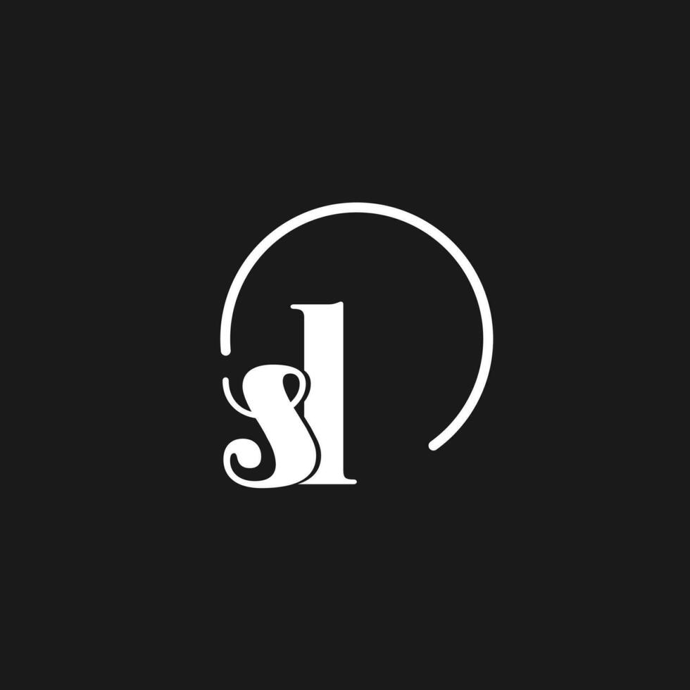 SL logo initials monogram with circular lines, minimalist and clean logo design, simple but classy style vector
