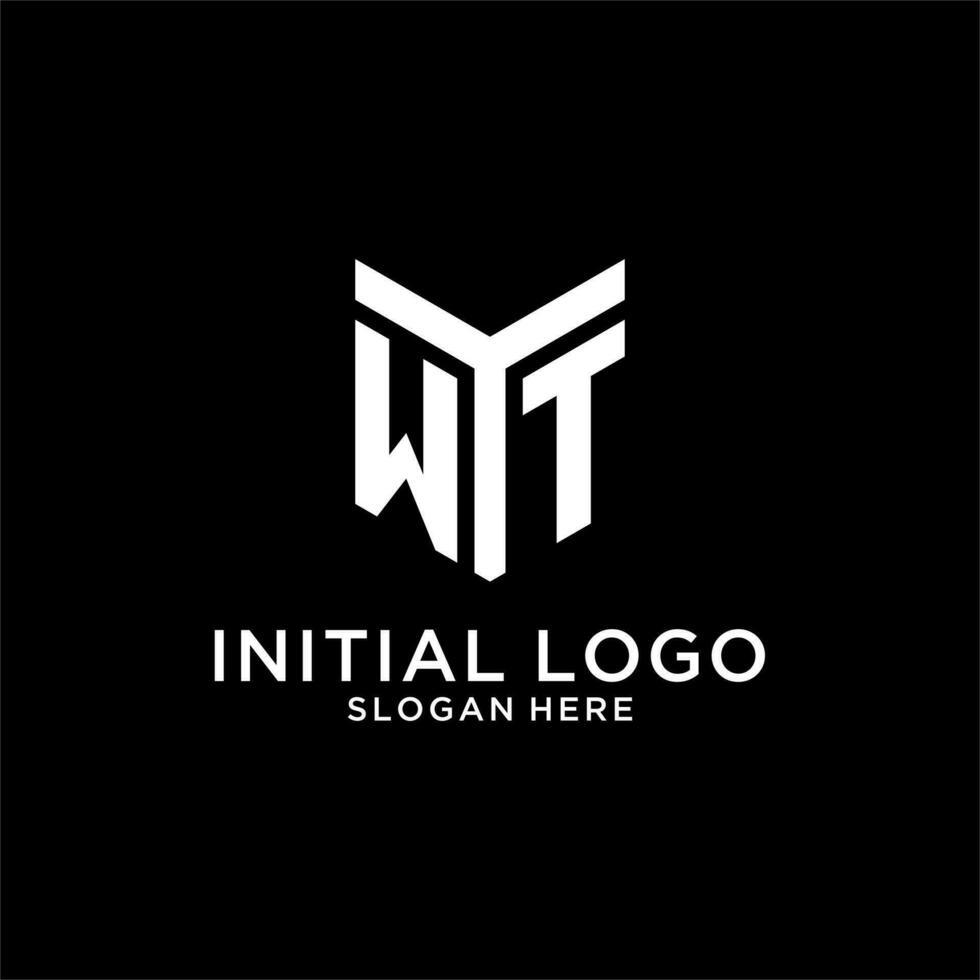 WT mirror initial logo, creative bold monogram initial design style vector