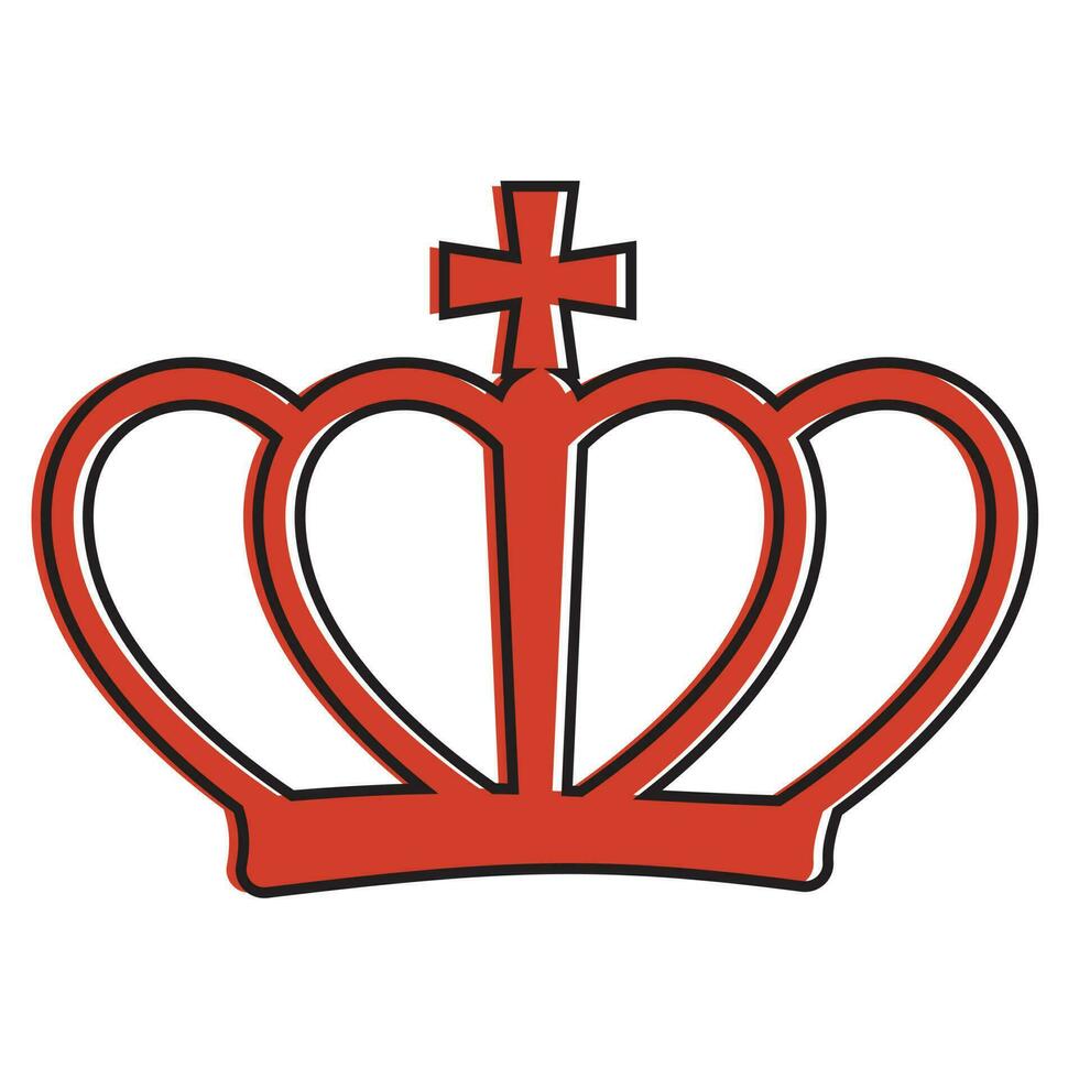 red crown with a doodle-style outline, vector isolated illustration
