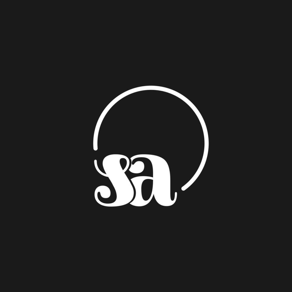 SA logo initials monogram with circular lines, minimalist and clean logo design, simple but classy style vector