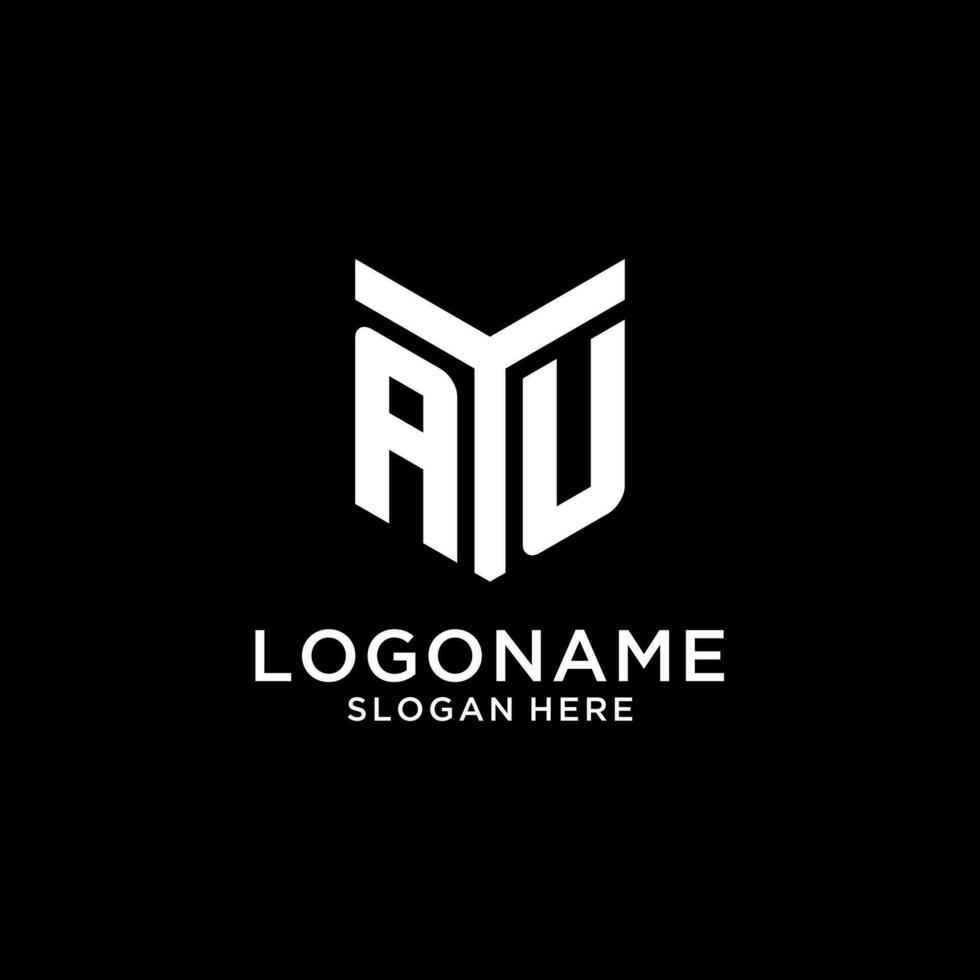 AU mirror initial logo, creative bold monogram initial design style vector