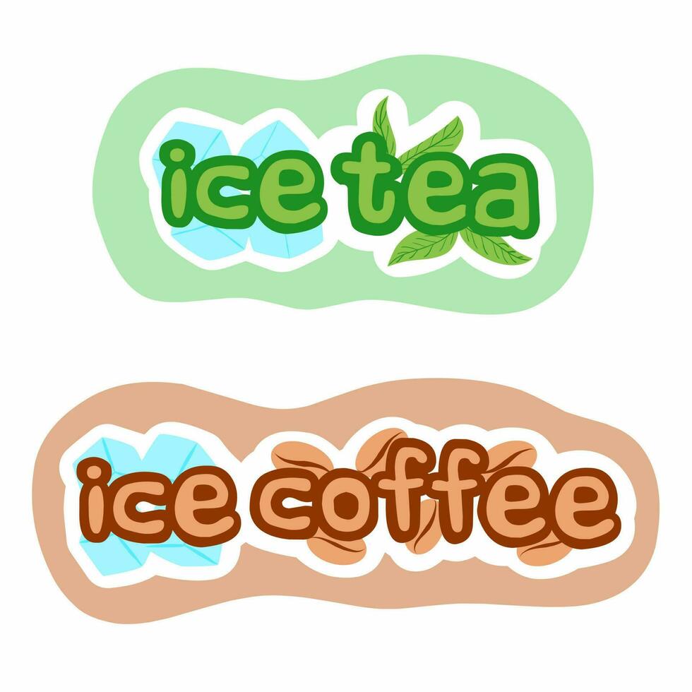 hielo té hielo café palos bebida vector icono con palo, limón y hielo cubitos