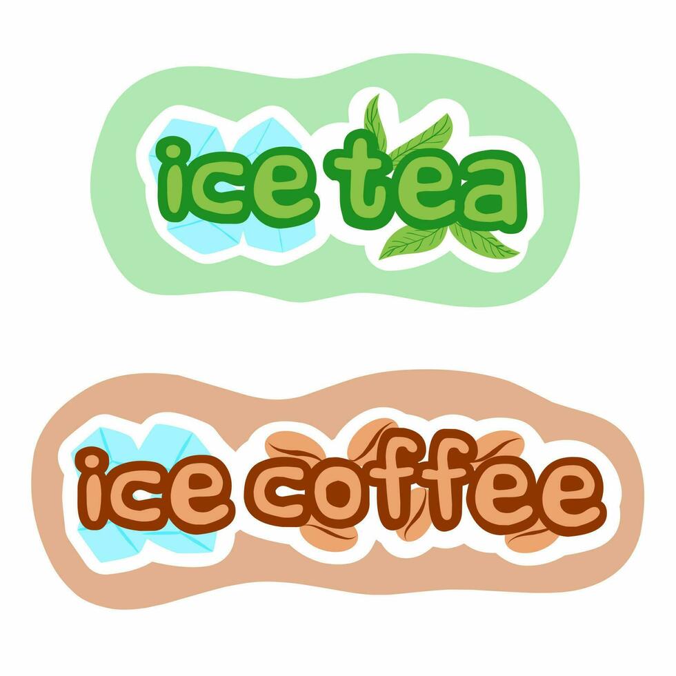 ice tea ice coffee sticks. Drink vector icon with stick, lemon and ice cubes