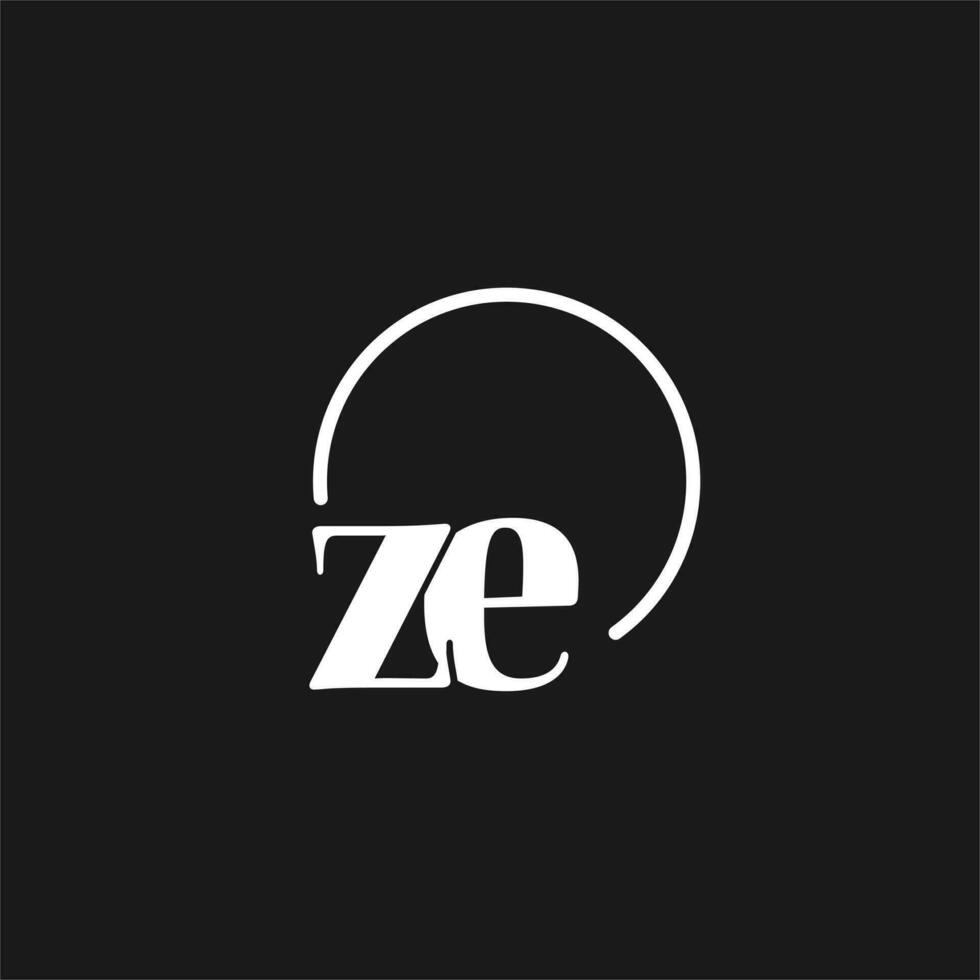 ZE logo initials monogram with circular lines, minimalist and clean logo design, simple but classy style vector