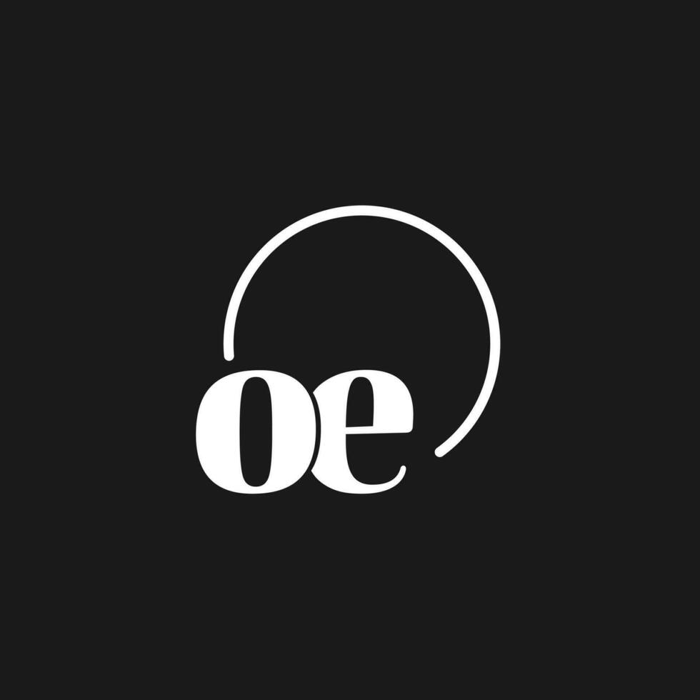 OE logo initials monogram with circular lines, minimalist and clean logo design, simple but classy style vector