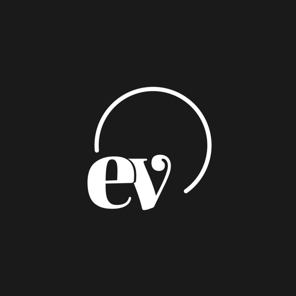 EV logo initials monogram with circular lines, minimalist and clean logo design, simple but classy style vector